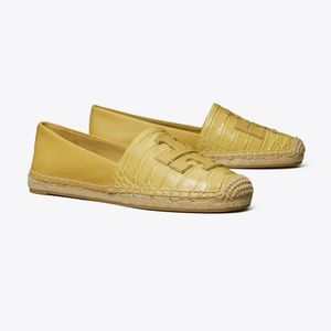 TORY Burch Ines yellow mustard logo emblem espadrilles